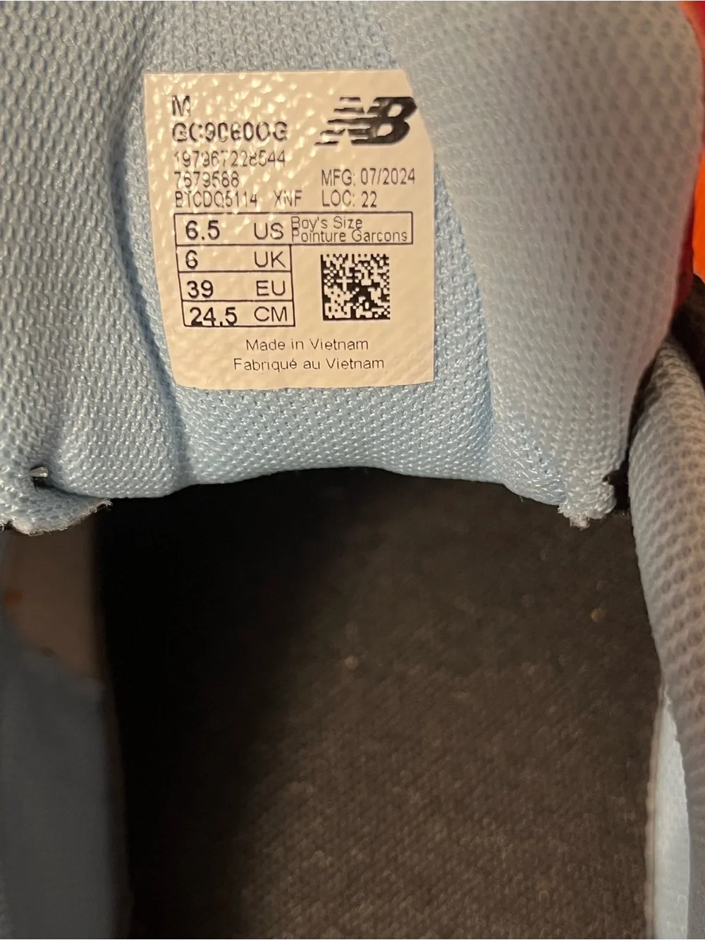 New Balance Kids Orange, Black & Light Blue Sneakers